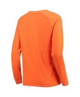 Women's Orange, Gray Clemson Tigers Raglan Long Sleeve T-shirt and Shorts Sleep Set