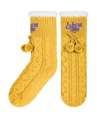 Women's Los Angeles Lakers Cable Knit Footy Slipper Socks