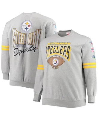 Men's Heathered Gray Pittsburgh Steelers Big and Tall Allover Print Pullover Sweatshirt