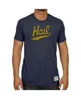 Men's Heathered Navy Michigan Wolverines Vintage-Like Hail Tri-Blend T-shirt