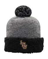 Women's Black Lsu Tigers Snug Cuffed Knit Hat with Pom