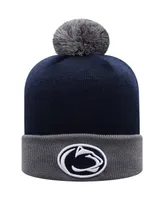 Men's Navy and Gray Penn State Nittany Lions Core 2-Tone Cuffed Knit Hat with Pom