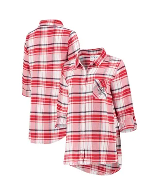 Women's Red, Navy Washington Nationals Accolade Flannel Nightshirt