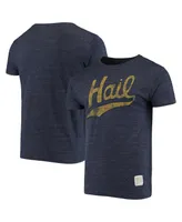 Men's Heathered Navy Michigan Wolverines Vintage-Like Hail Tri-Blend T-shirt