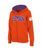 Women's Stadium Athletic Clemson Tigers Arched Name Full-Zip Hoodie