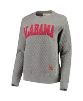 Women's Heathered Gray Alabama Crimson Tide Moose Applique Quilted Crewneck Sweatshirt