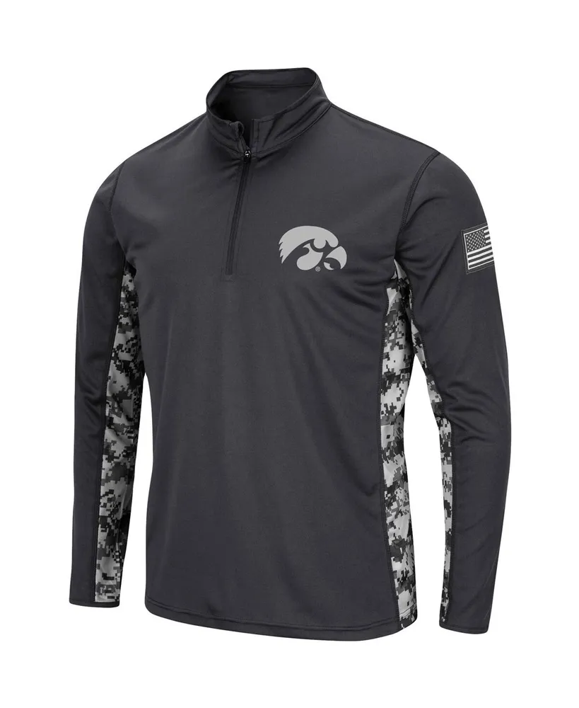 Men's Charcoal Iowa Hawkeyes Oht Military-Inspired Appreciation Digi Camo Quarter-Zip Jacket