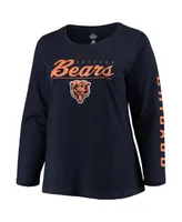 Women's Navy Chicago Bears Plus Size Team Logo Long Sleeve T-shirt