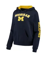 Women's Navy Michigan Wolverines Loud and Proud Pullover Hoodie