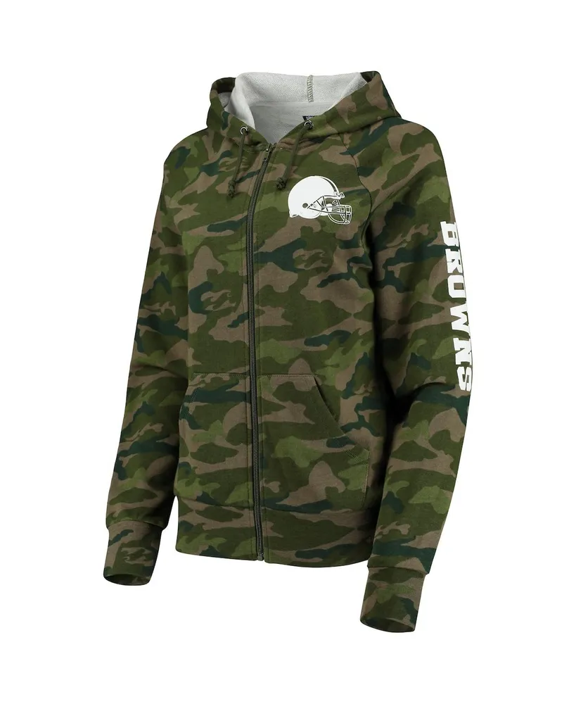 Women's Camo Cleveland Browns Raglan Full-Zip Hoodie