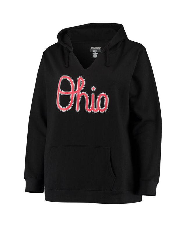 Women's Black Ohio State Buckeyes Plus Notch Neck Team Pullover Hoodie