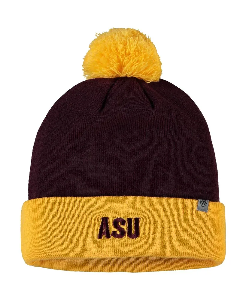 Men's Maroon and Gold Arizona State Sun Devils Core 2-Tone Cuffed Knit Hat with Pom