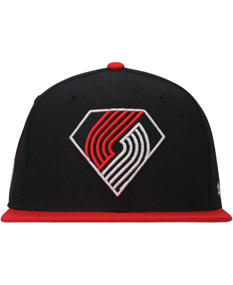 Men's Black and Red Portland Trail Blazers 75th Anniversary Carat Captain Snapback Hat