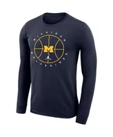 Men's Navy Michigan Wolverines Basketball Icon Legend Performance Long Sleeve T-shirt