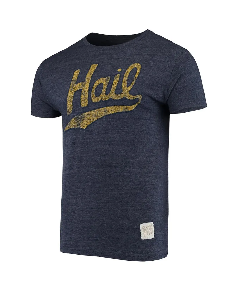 Men's Heathered Navy Michigan Wolverines Vintage-Like Hail Tri-Blend T-shirt
