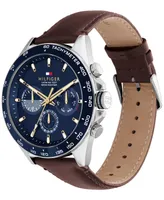 Tommy Hilfiger Men's Brown Leather Strap Watch 46mm