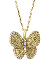 Effy Yellow Diamond (1/3 ct. t.w.) & White Diamond (1/3 ct. t.w.) Butterfly 18" Pendant Necklace in 14k Gold