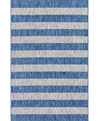 Bayshore Home Outdoor Banded Distressed Stripe 5' x 8' Area Rug