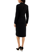 Tahari Asl Belted Wrap Skirt Suit