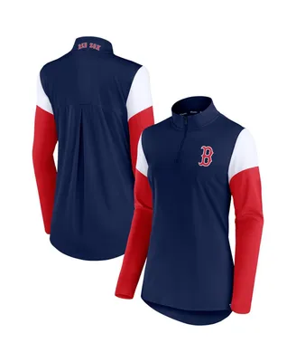Women's Fanatics Navy and Red Boston Sox Authentic Fleece Quarter-Zip Jacket