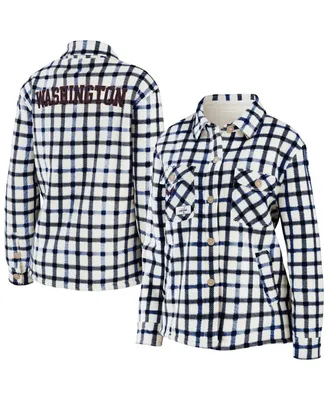 Women's Wear by Erin Andrews Oatmeal Washington Capitals Plaid Button-Up Shirt Jacket