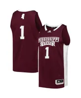 Men's adidas Number 1 Maroon Mississippi State Bulldogs Team Swingman Basketball Jersey