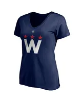 Women's Fanatics Tom Wilson Navy Washington Capitals 2020/21 Alternate Authentic Stack Name and Number V-Neck T-shirt