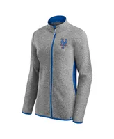 Women's Fanatics Heathered Charcoal New York Mets Primary Logo Fleece Full-Zip Jacket