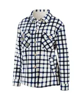 Women's Wear by Erin Andrews Oatmeal Nashville Predators Plaid Button-Up Shirt Jacket