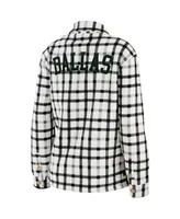 Women's Wear by Erin Andrews Oatmeal Dallas Stars Plaid Button-Up Shirt Jacket