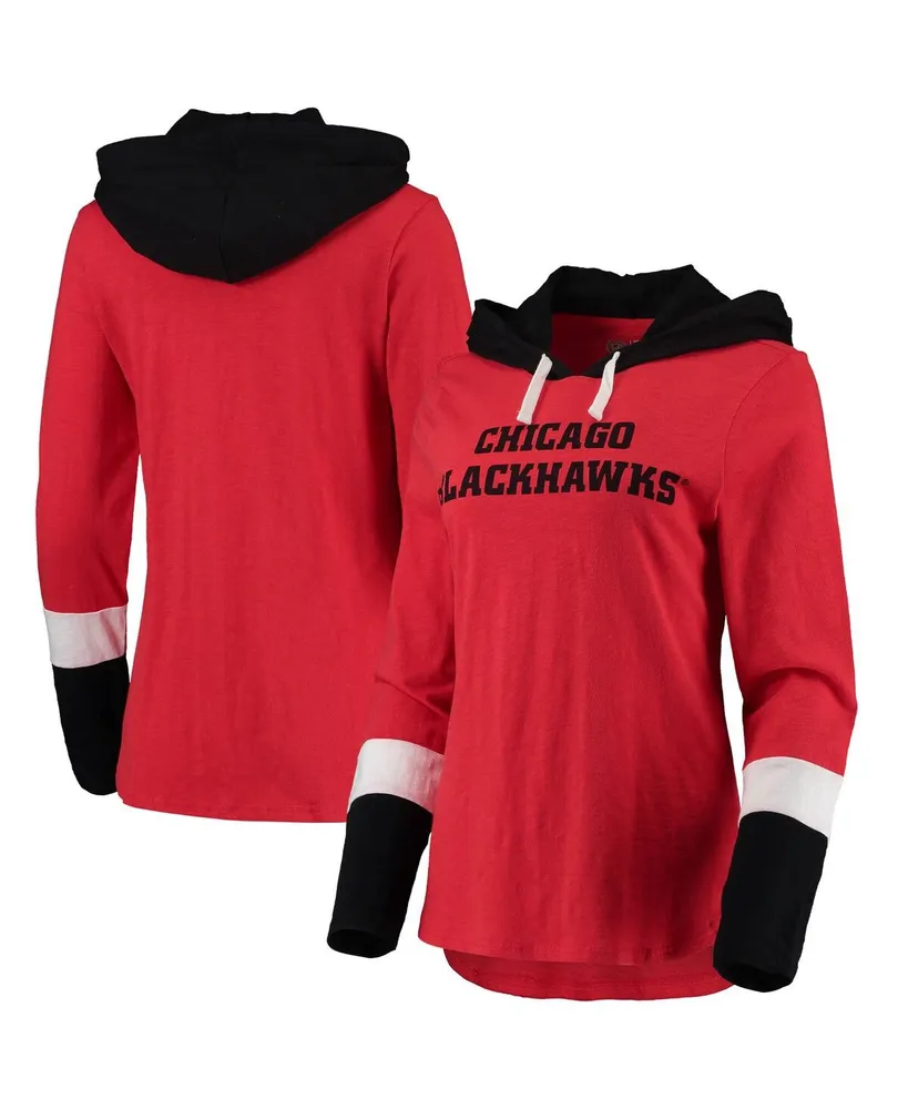 Women's G-iii 4Her by Carl Banks Red Chicago Blackhawks Passing Play Hoodie Long Sleeve T-shirt