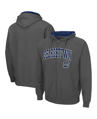 Men's Colosseum Charcoal Georgetown Hoyas Arch and Logo 3.0 Full-Zip Hoodie