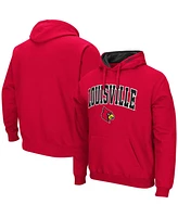 Men's Colosseum Red Louisville Cardinals Arch and Logo 3.0 Pullover Hoodie