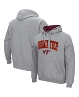 Men's Colosseum Heathered Gray Virginia Tech Hokies Arch and Logo 3.0 Pullover Hoodie