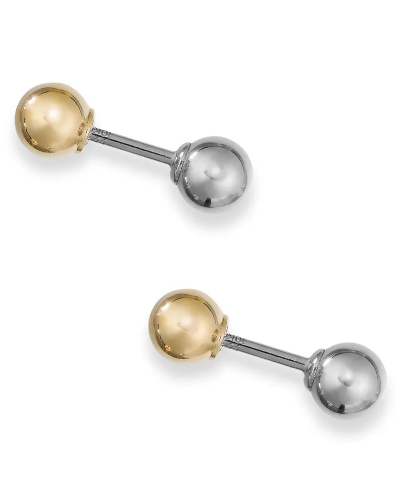 Ball Stud Earrings in 10k Yellow and White Gold