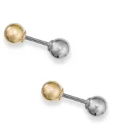 Ball Stud Earrings in 10k Yellow and White Gold