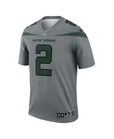 Men's Nike Zach Wilson Gray New York Jets Inverted Legend Jersey