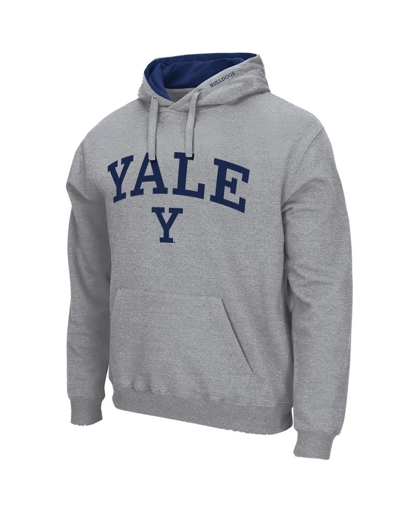 Men's Colosseum Heathered Gray Yale Bulldogs Arch and Logo Pullover Hoodie