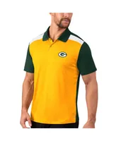 Men's Msx by Michael Strahan Gold, Green Green Bay Packers Challenge Color Block Performance Polo Shirt