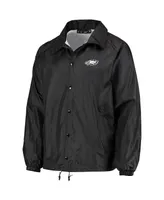 Men's Black Philadelphia Eagles Coaches Classic Raglan Full-Snap Windbreaker Jacket