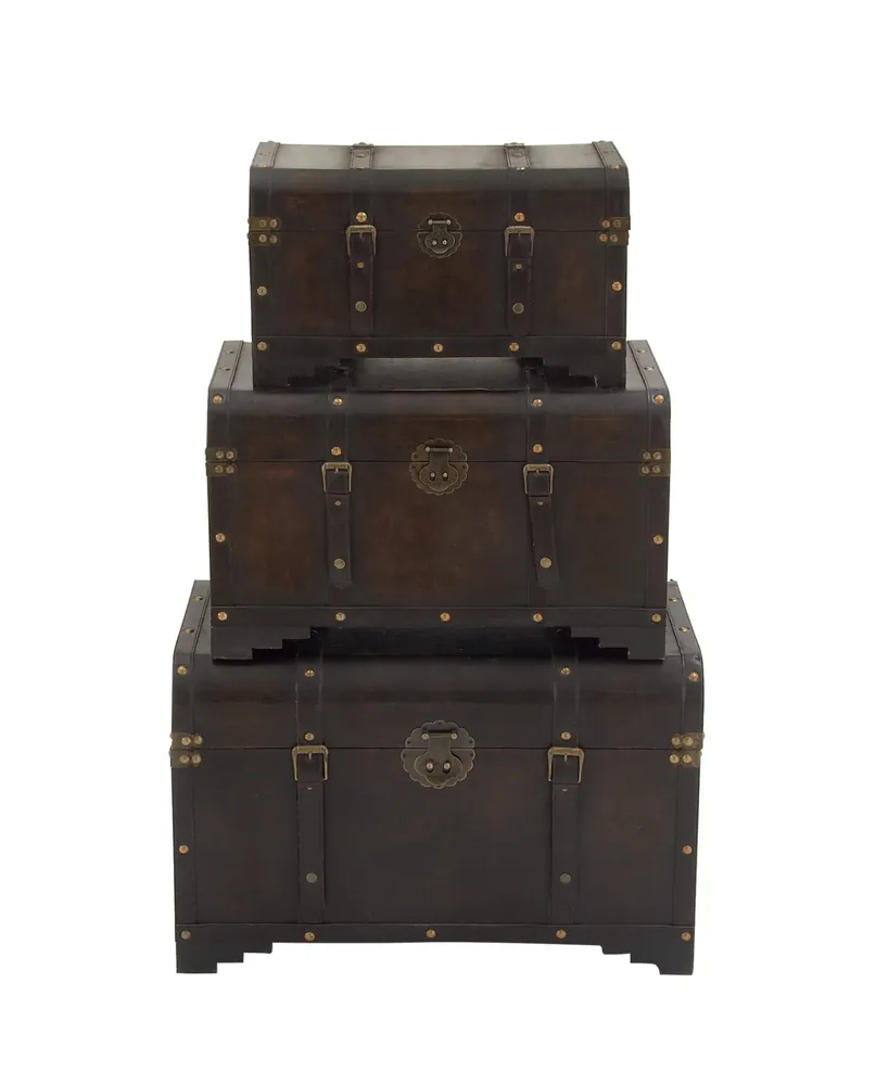 Wood Traditional Trunk, Set of 3