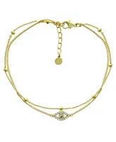 And Now This Evil Eye Double Chain Anklet in Gold Plate