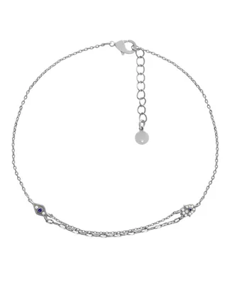 And Now This Hamsa and Evil Eye Anklet in Silver Plate