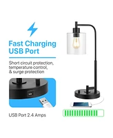 Axel Modern Glass Farmhouse Industrial Usb Charging Led Task Lamp