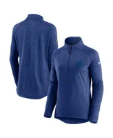 Women's Blue and Heathered Tampa Bay Lightning Logo Authentic Pro Travel Training Raglan Quarter-Zip Jacket