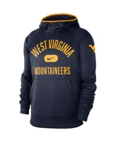 Men's Navy West Virginia Mountaineers Basketball Spotlight Performance Raglan Pullover Hoodie