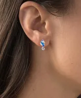 Lab-Created Blue Opal Seahorse Stud Earrings (1/4 ct. t.w.) in Sterling Silver