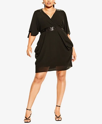 City Chic Plus Sequin Wrap Dress