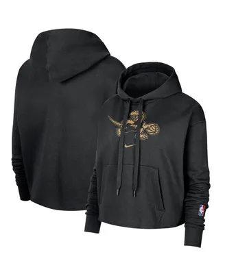 Women's Nike Black Toronto Raptors 2021/22 City Edition Essential Logo Cropped Pullover Hoodie