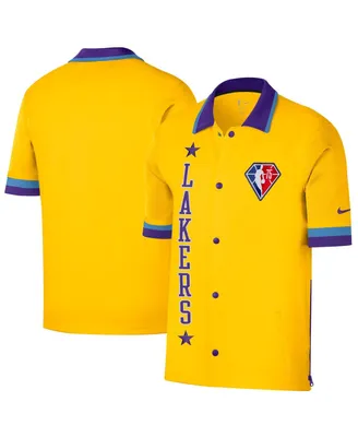 Men's Nike Gold, Purple Los Angeles Lakers 2021/22 City Edition Therma Flex Showtime Short Sleeve Full-Snap Collar Jacket
